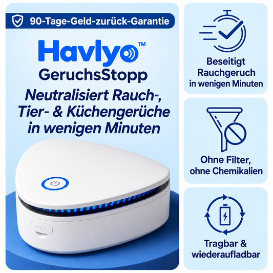 Havlyo™ GeruchsStopp – Neutralisiert Rauch-, Tier- & Küchengerüche