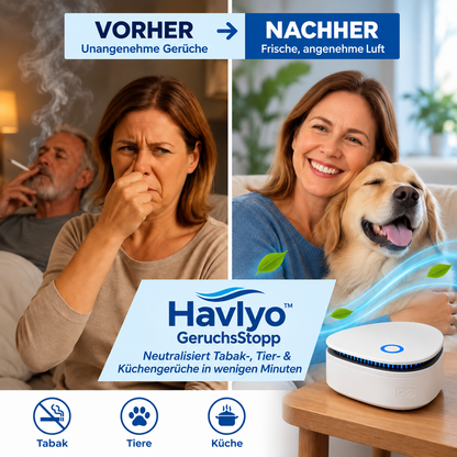 Havlyo™ GeruchsStopp – Neutralisiert Rauch-, Tier- & Küchengerüche